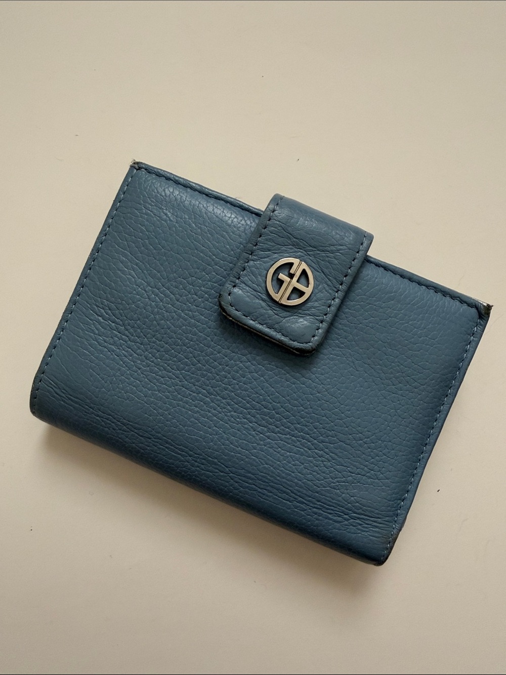 Giani Bernini Baby Blue & Silver Genuine Leather Wallet Card Holder Coin Purse